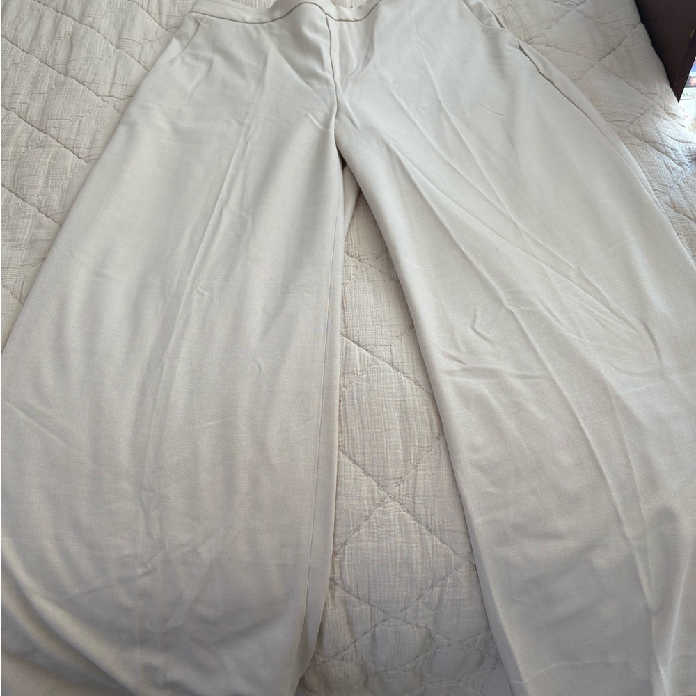 Elegant Cream Wide-Leg Pants